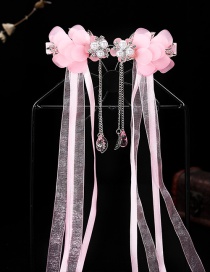 Fashion Pearl Flower-pink Resin Alloy Flower Butterfly Tassel Children Hair Clip Set