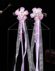 Fashion Streamer Flowers-purple Resin Alloy Flower Butterfly Tassel Children Hair Clip Set