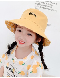 Fashion Letters-yellow Head Circumference About 48-53cm 3-8 Years Old Alphabet Bicycle Embroidery Children Sunscreen Fisherman Hat
