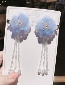 Fashion Crystal Flower-blue Resin Flower Butterfly Tassel Alloy Children Hairpin