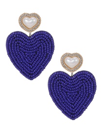 Fashion Navy Blue Love Pearl Earrings With Alloy Pearls And Diamonds