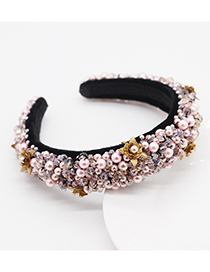 Fashion Pink Sponge Metal Flower Headband