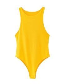 Fashion Yellow Round Neck Suspender Bodysuit