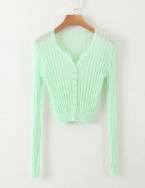 Fashion Green V-neck Air-conditioned Sunscreen Knitted Cardigan