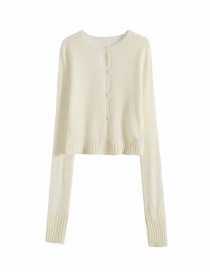 Fashion White Mohair Sweater Knitted Cardigan