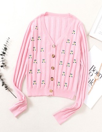 Fashion Pink Embroidered Hollow Embroidery Sweater Sweater