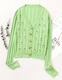 Fashion Green Embroidered Hollow Embroidery Sweater Sweater