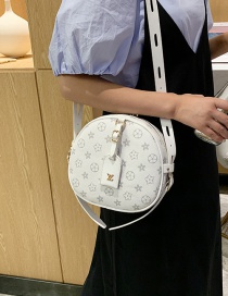 Fashion White One-shoulder Diagonal Shoulder Bag With Printed Contrast Belt Buckle
