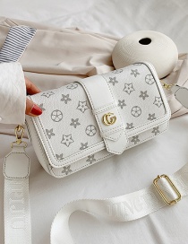 Fashion Creamy-white Shoulder Crossbody Bag With Printed Letters Clamshell