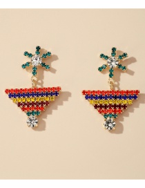Fashion Color Mixing Diamond-set Geometric Windmill Alloy Stud Earrings