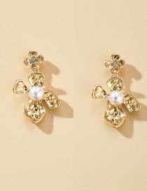 Fashion Golden Geometrical Dropped Flower Alloy Hollow Earrings