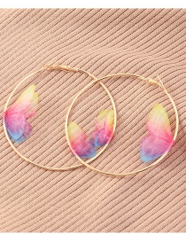 Fashion Mixed Color Round Three-dimensional Tulle Double-layer Butterfly Ring Earrings