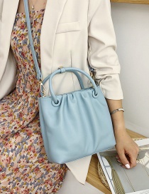 Fashion Blue Pleated Shoulder Messenger Handbag