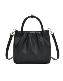 Fashion Black Pleated Shoulder Messenger Handbag