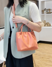 Fashion Orange Pleated Shoulder Messenger Handbag