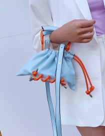 Fashion Sky Blue Drawstring Shoulder Messenger Handbag