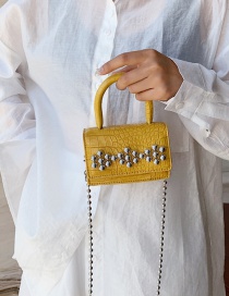 Fashion Yellow One Shoulder Stone Pattern Handbag