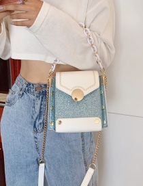 Fashion White With Blue Crossbody Chain Shoulder Bag
