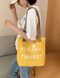 Fashion Yellow Canvas Shoulder Letter Print Tote