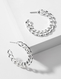 Fashion Silver Metal Flat Chain Earrings Large Earrings