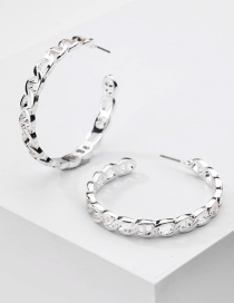 Fashion Silver Hollow Metal Chain Earrings Large Earrings