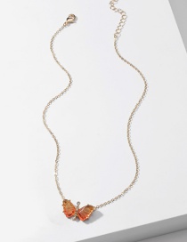 Fashion Orange Color Transparent Butterfly Resin Necklace