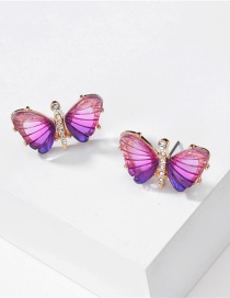 Fashion Gradient Purple Acrylic Butterfly Wings Earrings