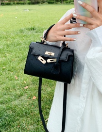Fashion Black Locked Shoulder Messenger Handbag