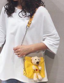 Fashion Yellow Canvas Bear Chain Crossbody Shoulder Bag