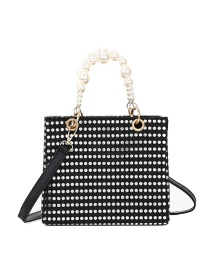 Fashion Black Large Portable Pearl Shoulder Bag