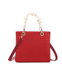 Fashion Red Trumpet Portable Pearl Shoulder Bag