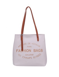 Fashion White Brown Contrast Printed Shoulder Bag