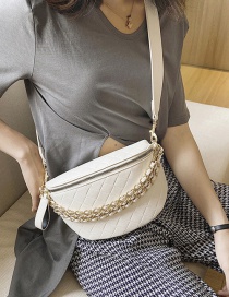 Fashion White Rhombus Chain Shoulder Messenger Underarm Bag