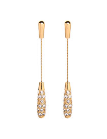 Fashion Golden Geometric Drop-shaped Diamond Earrings