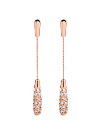 Fashion Pink Gold Geometric Drop-shaped Diamond Earrings