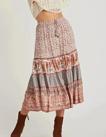 Fashion Beige Printed Cotton Skirt