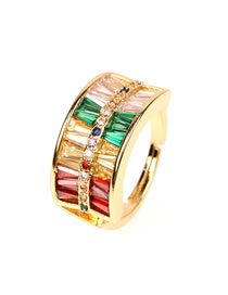 Fashion Color Micro-set Color Zircon Open Ring