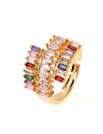 Fashion Color Color Zircon Micro-set Open Ring