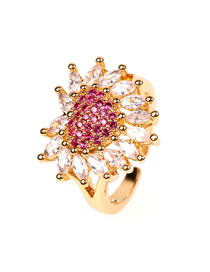 Fashion Pink Purple Love Zircon Small Daisy Open Ring