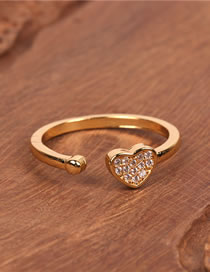 Fashion Golden Love Ring Heart-shaped Open Ring