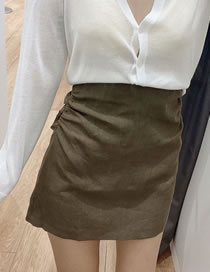 Fashion Dark Army Green Pleated Short Skirt
