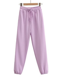 Fashion Purple Sporty Straight-leg Pants