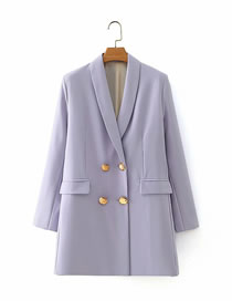 Fashion Purple Double-breasted Suit Jacket With Clamshell