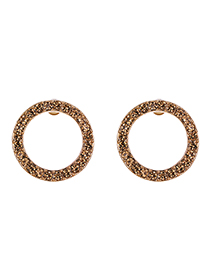 Fashion Champagne Hollow Round Earrings With Alloy Diamonds