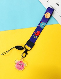Fashion Pink Monster【short Rope】 Hanging Neck Rope To Widen Cartoon Mobile Phone Lanyard