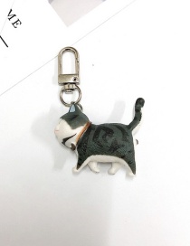 Fashion White Gray Tiger Pattern Cartoon Three-dimensional Kitten Keychain