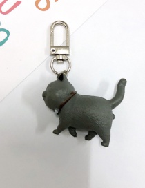Fashion Grey Cat Cartoon Three-dimensional Kitten Keychain