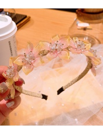 Fashion Light Yellow Peach Blossom Crystal Flower Headband