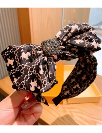 Fashion Black Silk Print Bow Tie Wide Headband