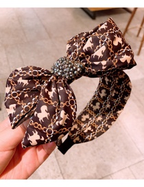 Fashion Coffee Color Silk Print Bow Tie Wide Headband